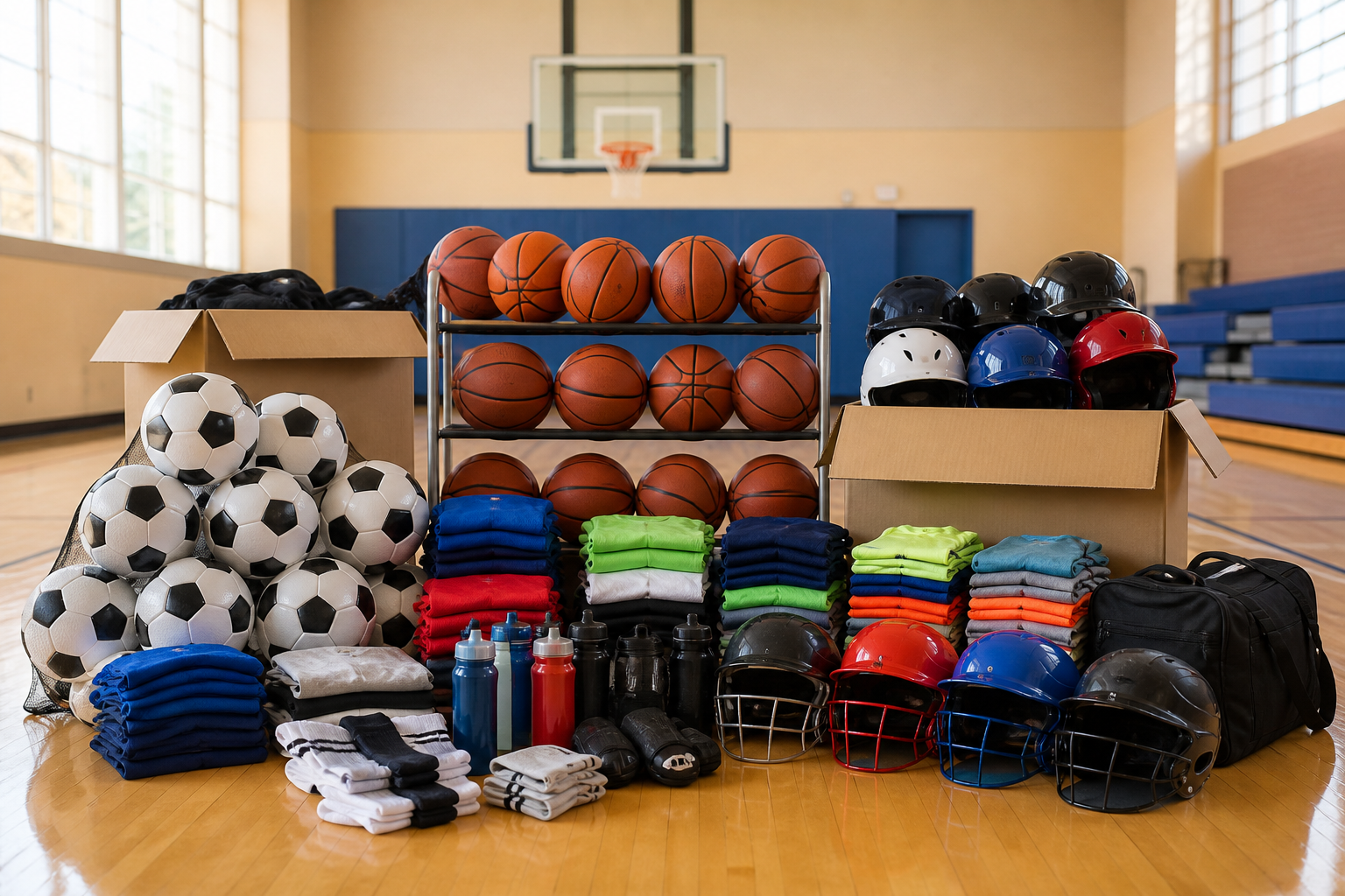 Youth sports equipment provided through fundraising